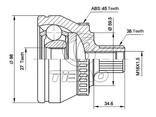 8D0498099D Các bộ phận truyền tải C.V Joint