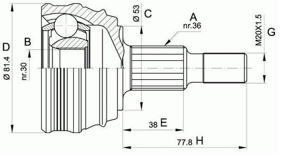 1J0498099 Các bộ phận truyền tải C.V Joint